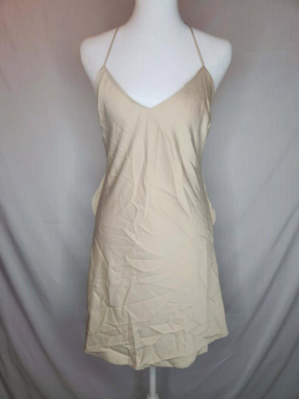 Champagne satin mini dress